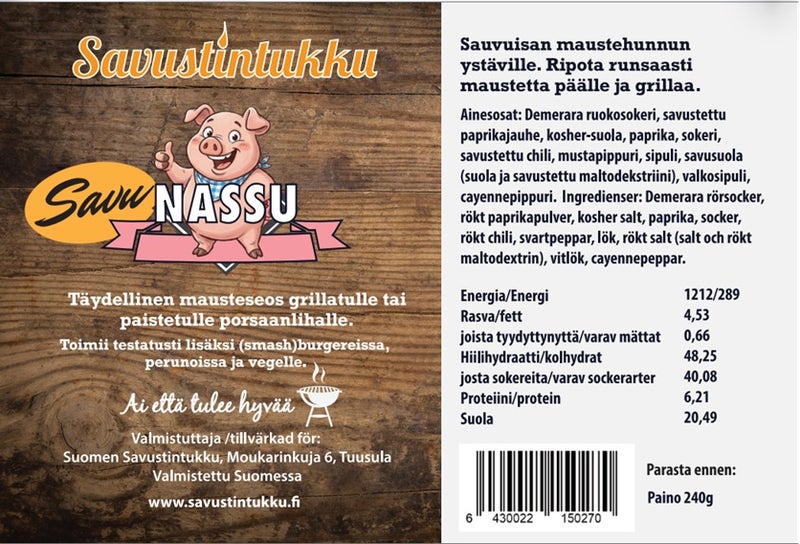 Smoked Nassu,  pork rub from Finland, 240g